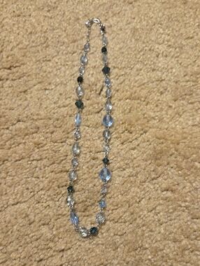 LOFT Crystal Bead Necklace - Light Blue and Clear